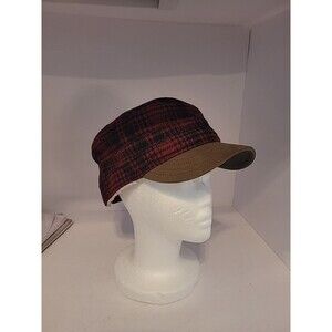 Woolrich Fannel LinedCap/hat. Large Red Black Tan